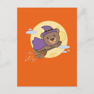 Bear Halloween Witch Kids Witches Costume Holiday Postcard