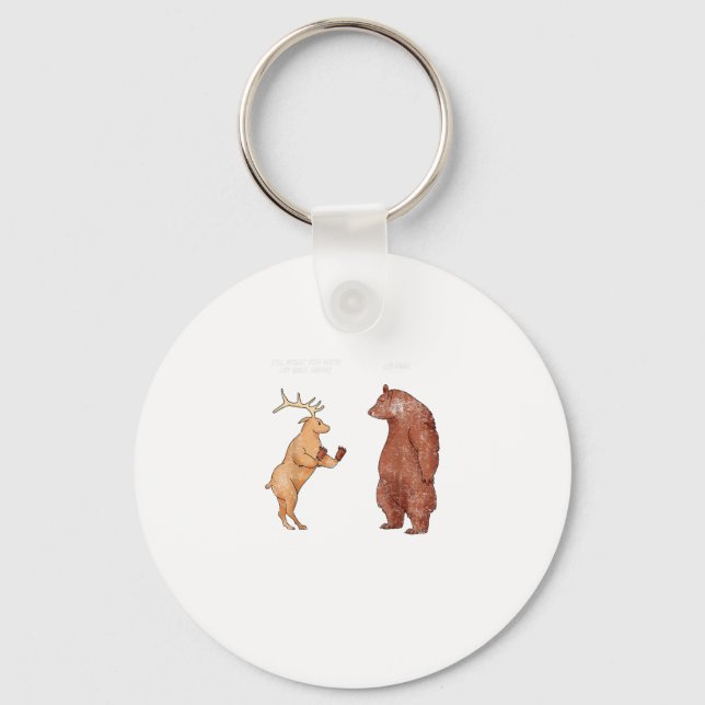 Bear Hands Oh Deer Funny Sayings Pun Gift Keychain (Front)