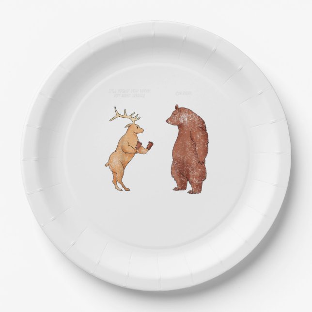 Bear Hands Oh Deer Funny Sayings Pun Gift  Paper Plate (Front)