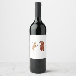 Bear Hands Oh Deer Funny Sayings Pun Gift  Wine Label
