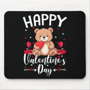 Bear Happy Valentine's Day Cute Bear With Hearts V Mouse Pad