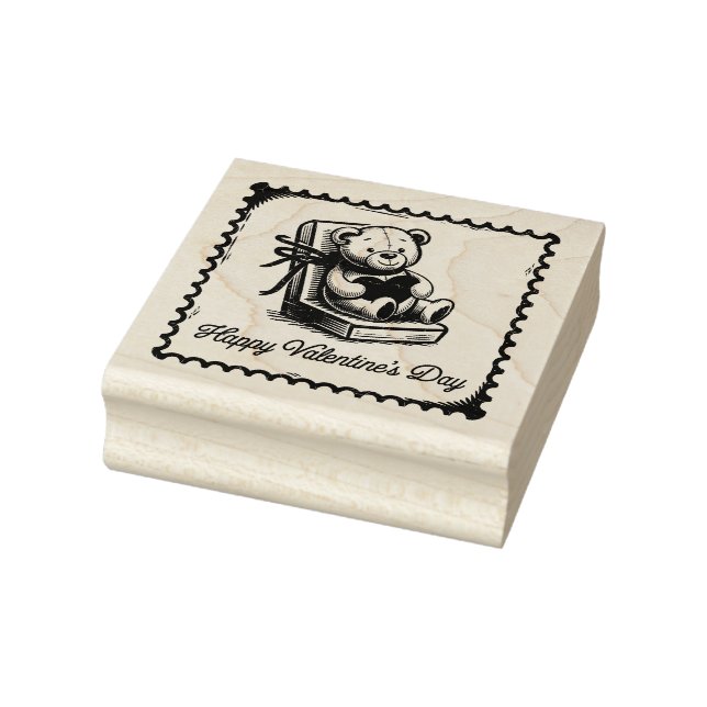 Bear Happy Valentine's Day Rubber Stamp (Stamp)