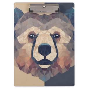 Bear Head Low Poly Design Clipboard