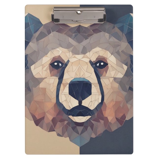 Bear Head Low Poly Design Clipboard (Front)