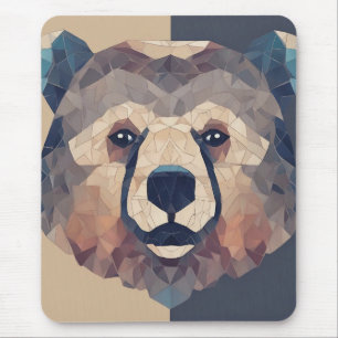 Bear Head Low Poly Design Mouse Pad