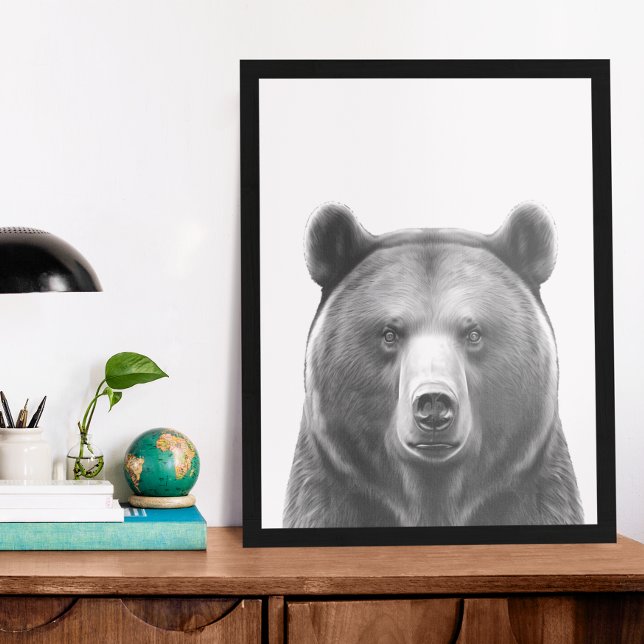 Bear Head Portrait  Black white    Poster (Creator Uploaded)