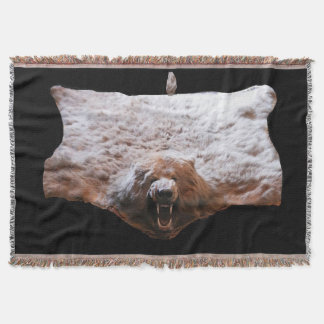 Bear Head Skin real fur image Throw Blanket