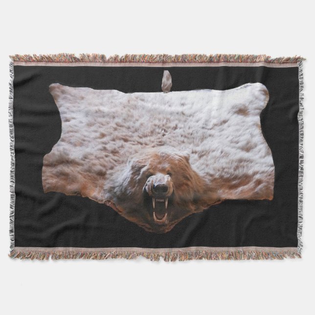 Bear Head Skin real fur image Throw Blanket (Front)