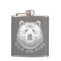 Bear Head, Wild And Free, Hand Drawn Illustration