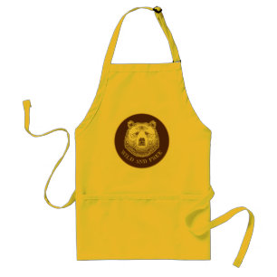 Bear Head, Wild And Free, Hand Drawn Illustration Standard Apron
