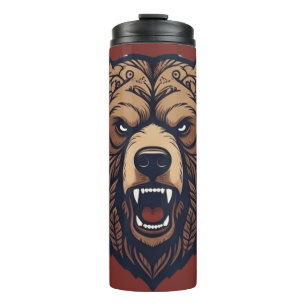 Bear Head Wild Tribal Art Thermal Tumbler