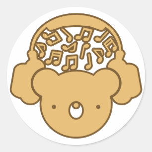 Bear_Headphones Classic Round Sticker