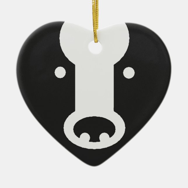 Bear Heart - Custom Year on Back Ceramic Tree Decoration (Front)