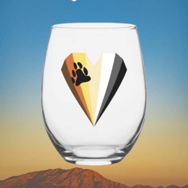Bear Heart Pride Stemless Wine Glass (Creator Uploaded)