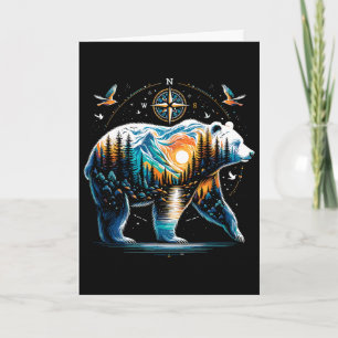Bear Hiking Grizzly Bear Camping Camper Card