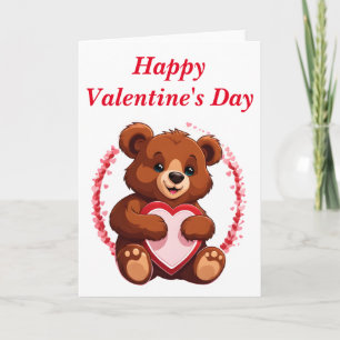 Bear Holding a Heart Blank Valentine's Day  Card
