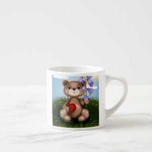 Bear Holding Bouquet Flower-30926 Espresso Cup