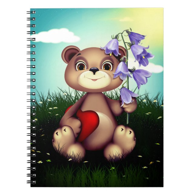 Bear Holding Bouquet Flower-30926 Notebook (Front)