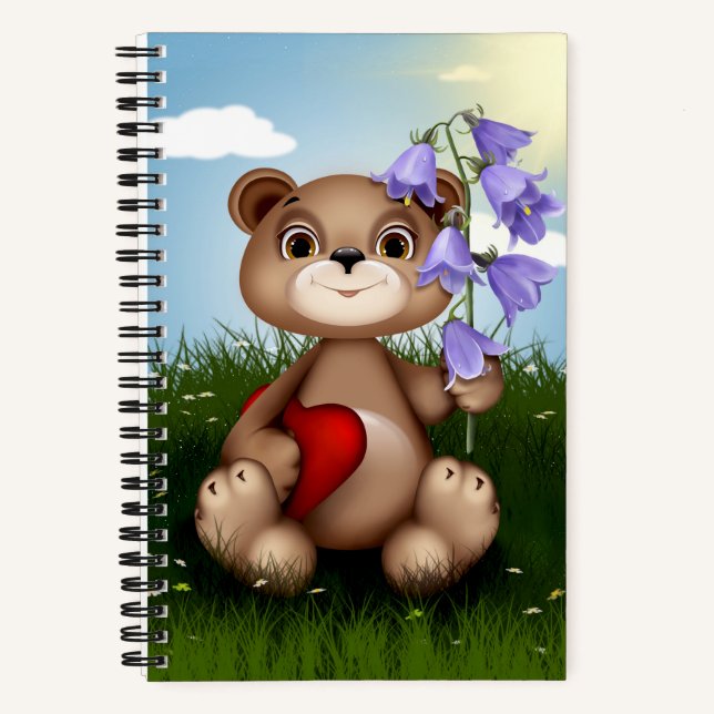 Bear Holding Bouquet Flower-30926 Notebook (Front)