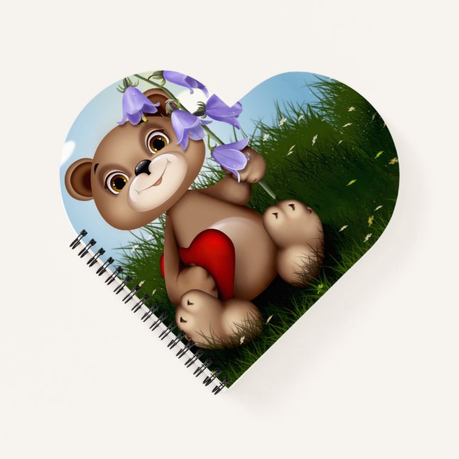 Bear Holding Bouquet Flower-30926 Notebook (Front)