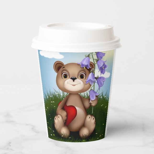 Bear Holding Bouquet Flower-30926 Paper Cups (Front)