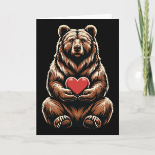 Bear Holding Heart Valentine's Day Cute Valentine  Card