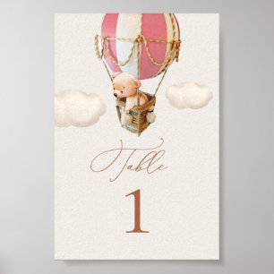 Bear Hot-Air Balloon Table Number Poster