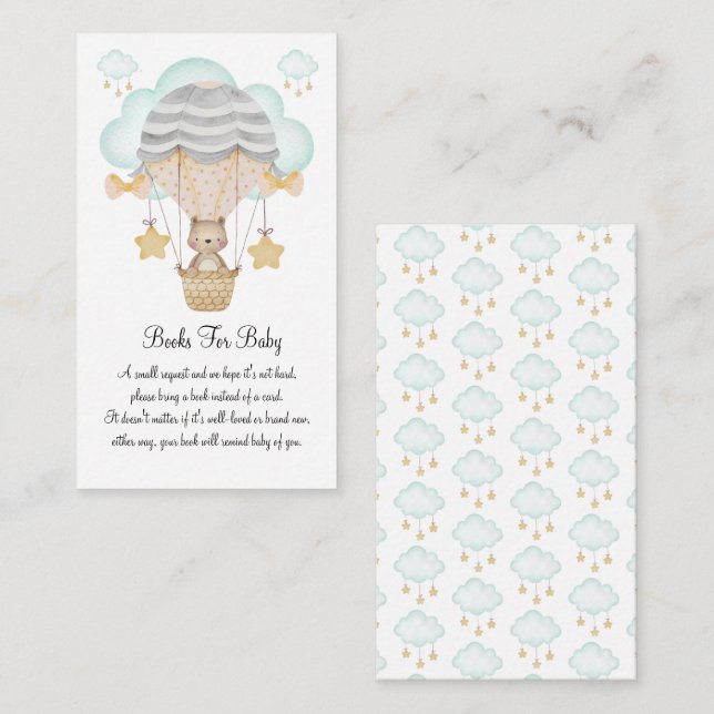 Bear Hot Air Balloons Blue Books For Baby Enclosure Card (Front/Back)