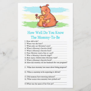 Bear how well do you know baby shower game