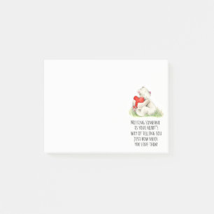Bear hug heart cute watercolor art message  post-it notes