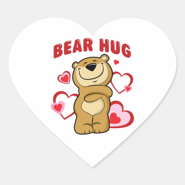 Bear Hug Heart Sticker (Front)