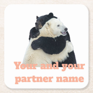 Bear Hug Love (Customisable) Square Paper Coaster