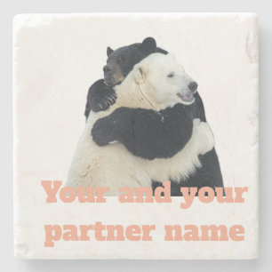 Bear Hug Love (Customisable) Stone Coaster