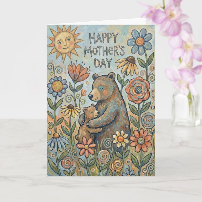 Bear Hug Mother's Day Card (Orchid)