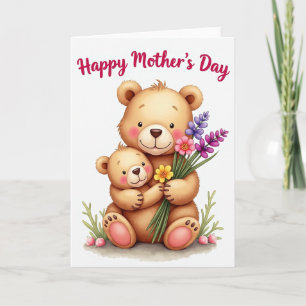Bear Hug Mothers Day Floral Card