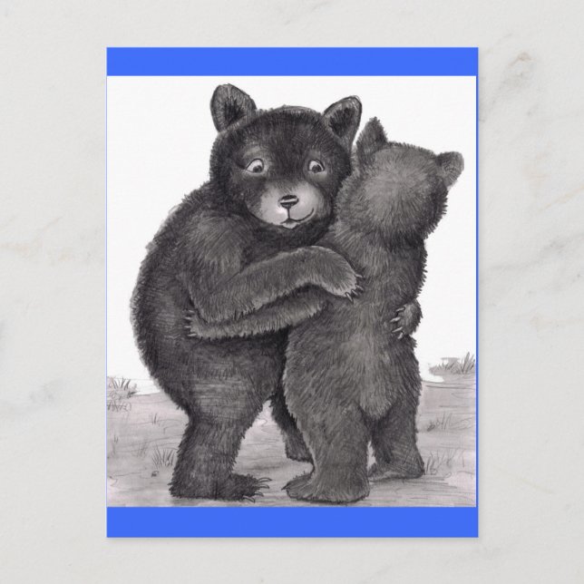 Bear Hug. Two bears hugging out in nature Postcard (Front)