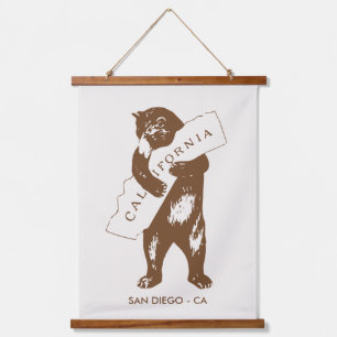 Bear Hugging California Map Custom City Hanging Tapestry