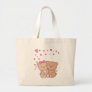 Bear Hugs - Cute Animal Couple Valentine's Day Des Large Tote Bag