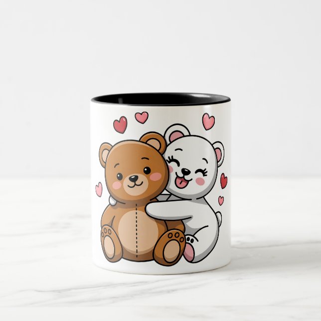 Bear Hugs & Heartbeats Two-Tone Coffee Mug (Center)