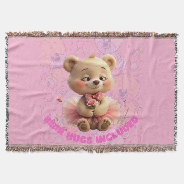 Bear Hugs Included – Sweet Tutu Bear  Throw Blanket (Front)