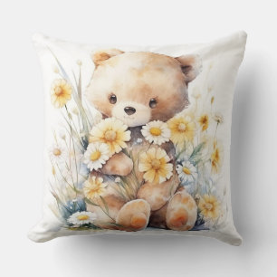 Bear Hugs on Demand: Teddy Bear Clipart Throw Pill Cushion