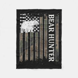 Bear Hunter American Flag Bear Hunting Lover 1  Fleece Blanket