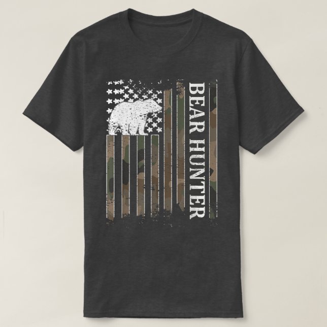 Bear Hunter American Flag Bear Hunting Lover 236  T-Shirt (Design Front)