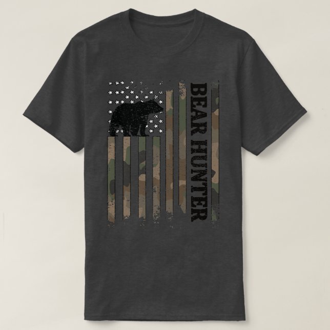 Bear Hunter American Flag Bear Hunting Lover Premi T-Shirt (Design Front)