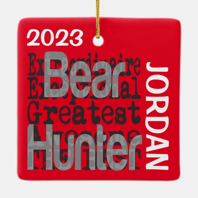 Bear Hunter Extraordinaire CUSTOM Ceramic Ornament (Back)