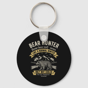Bear Hunter T Shirt Vintage Hunting Funny Hunters Key Ring