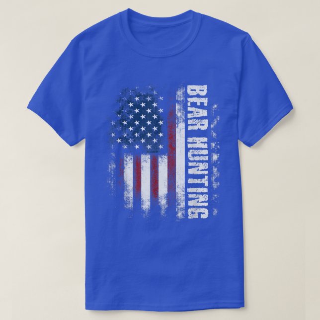 Bear Hunting American Flag Bears Hunter  T-Shirt (Design Front)