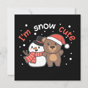 Bear I'm Snow Cute Snowman Snow Pun Invitation