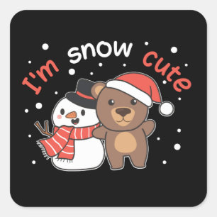 Bear I'm Snow Cute Snowman Snow Pun Square Sticker