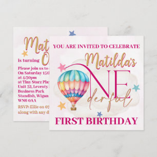 Bear in a Balloon Custom Invitations